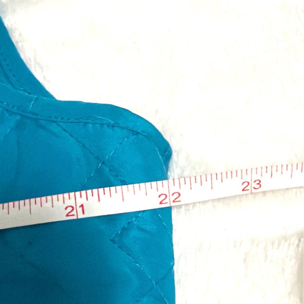 Quilted Teal Zip-Up Sleeveless Vest With Pockets & Collared Neckline Womens L - Picture 3 of 5